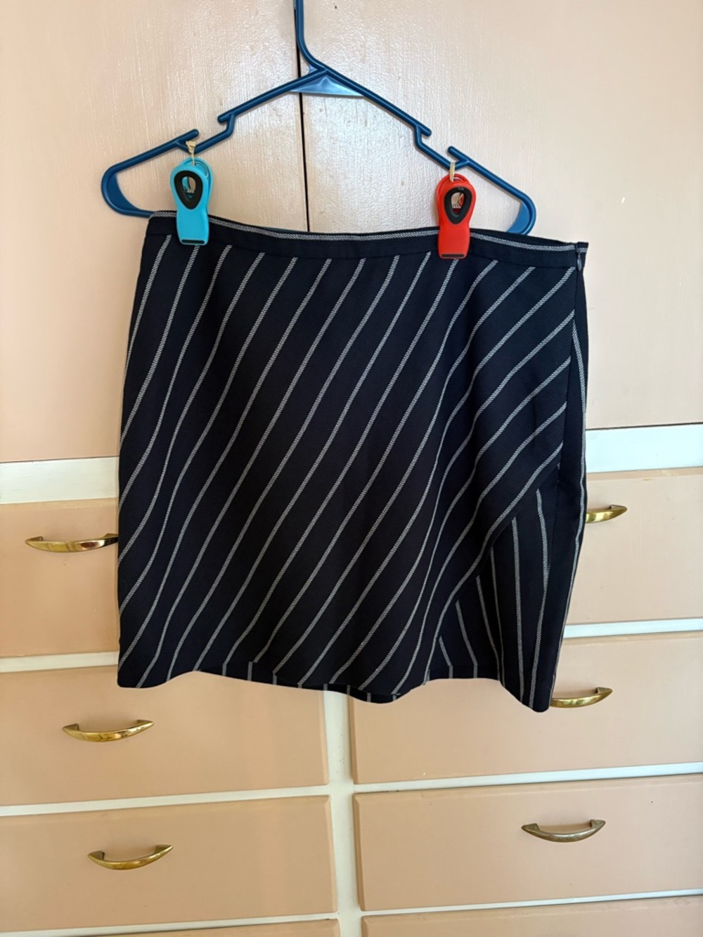 Banana Republic Navy Mini Skirt with White Diagonal Stripes